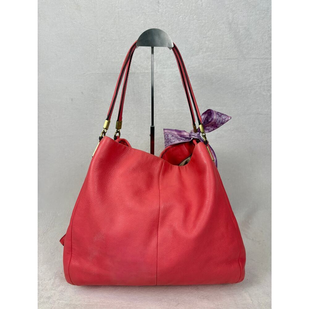 Coach Madison Phoebe Shoulder Bag in Pink/Dahlia Pebble Leather with Scarf - Picture 5 of 16